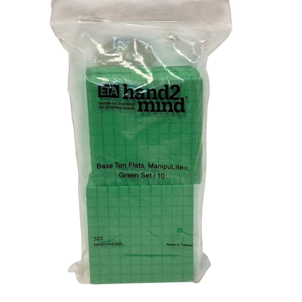 ETA hand2mind ManipuLite Base Ten Flats Green‎ Set of 10 Math Manipulatives